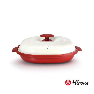 【日本Hirone】900ML微波爐專用煎烤鍋含蓋