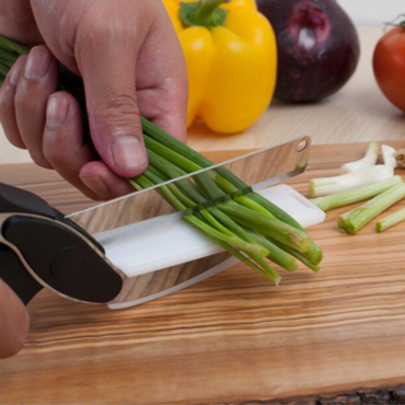2合1不銹鋼刀具＋砧板蔬果料理聰明剪刀