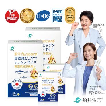 【船井生醫funcare】日本進口97％ rTG高濃度純淨魚油（60顆/盒）