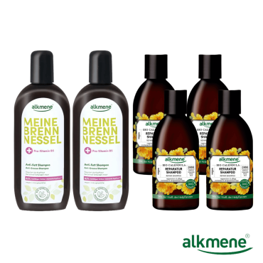 【德國原裝ALKMENE】大蕁麻淨化／金盞花修護洗髮精2＋4件組
