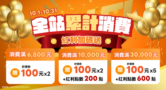 全館累積消費送紅利點數