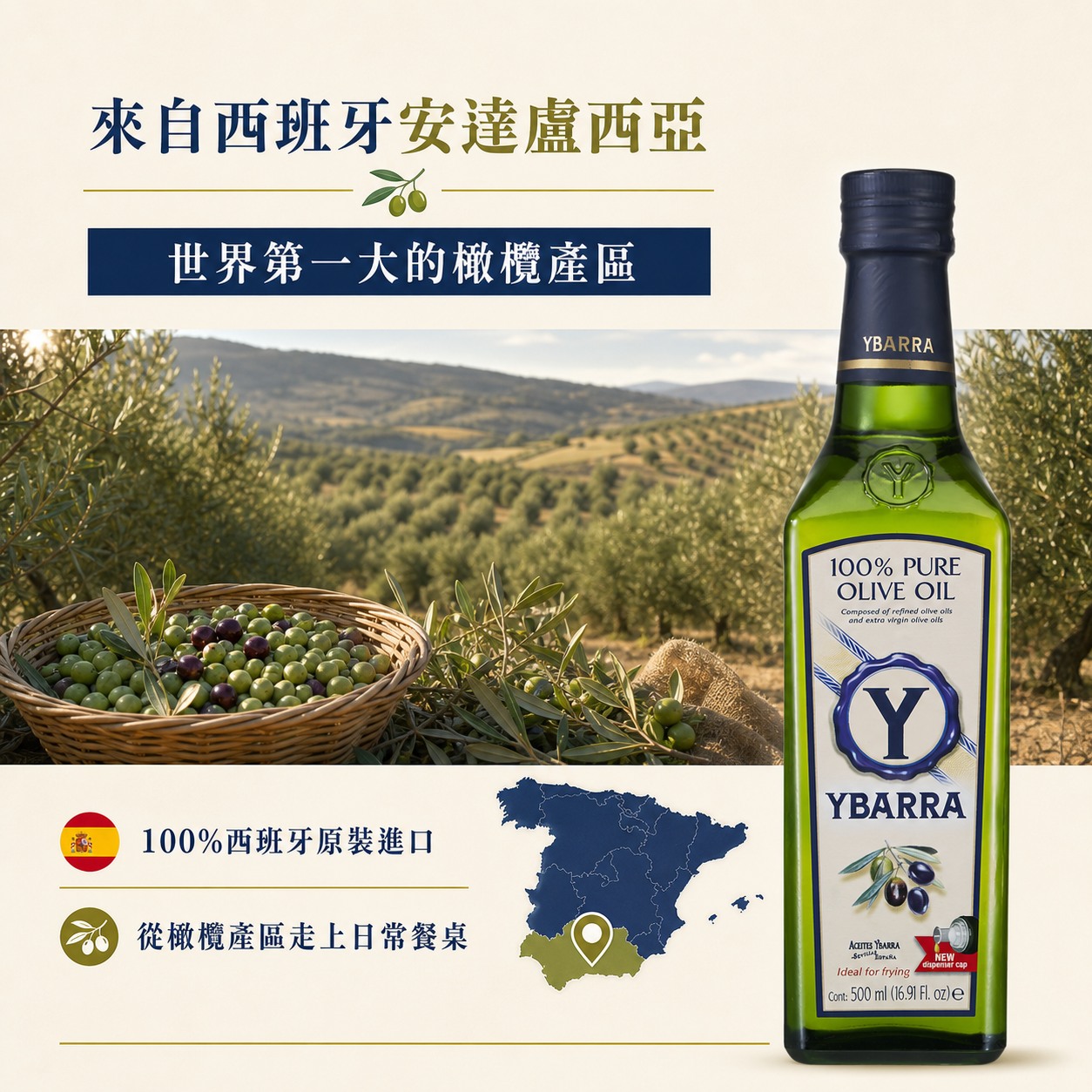 YBARRA益百萊純橄欖油西班牙安達盧西亞橄欖產區與原裝進口介紹