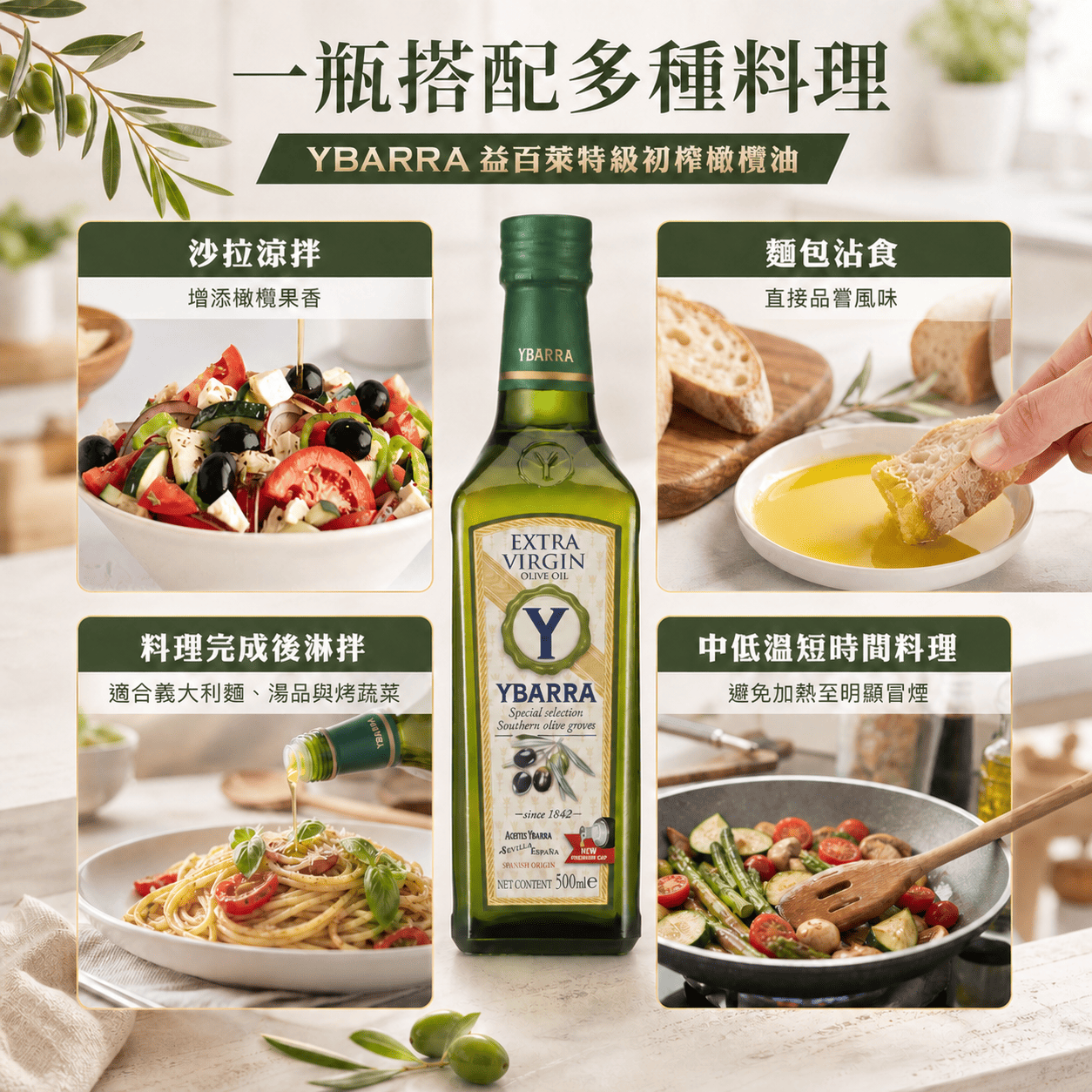 YBARRA益百萊特級初榨橄欖油生飲級風味與黑橄欖青果草本香氣介紹
