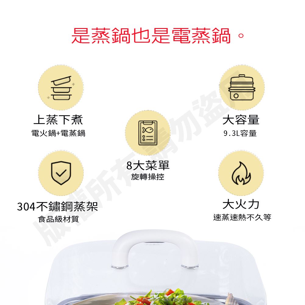 Giaretti多功能雙層電蒸籠上蒸下煮9.3L容量8類料理時間304不鏽鋼蒸架與大火力特色總覽
